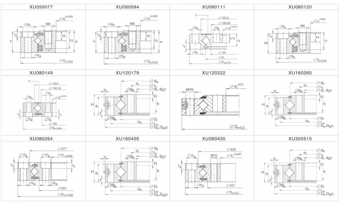 XU300515 xu series crossed roller bearing manufacturers 384X464X86mm cross bearing made in china